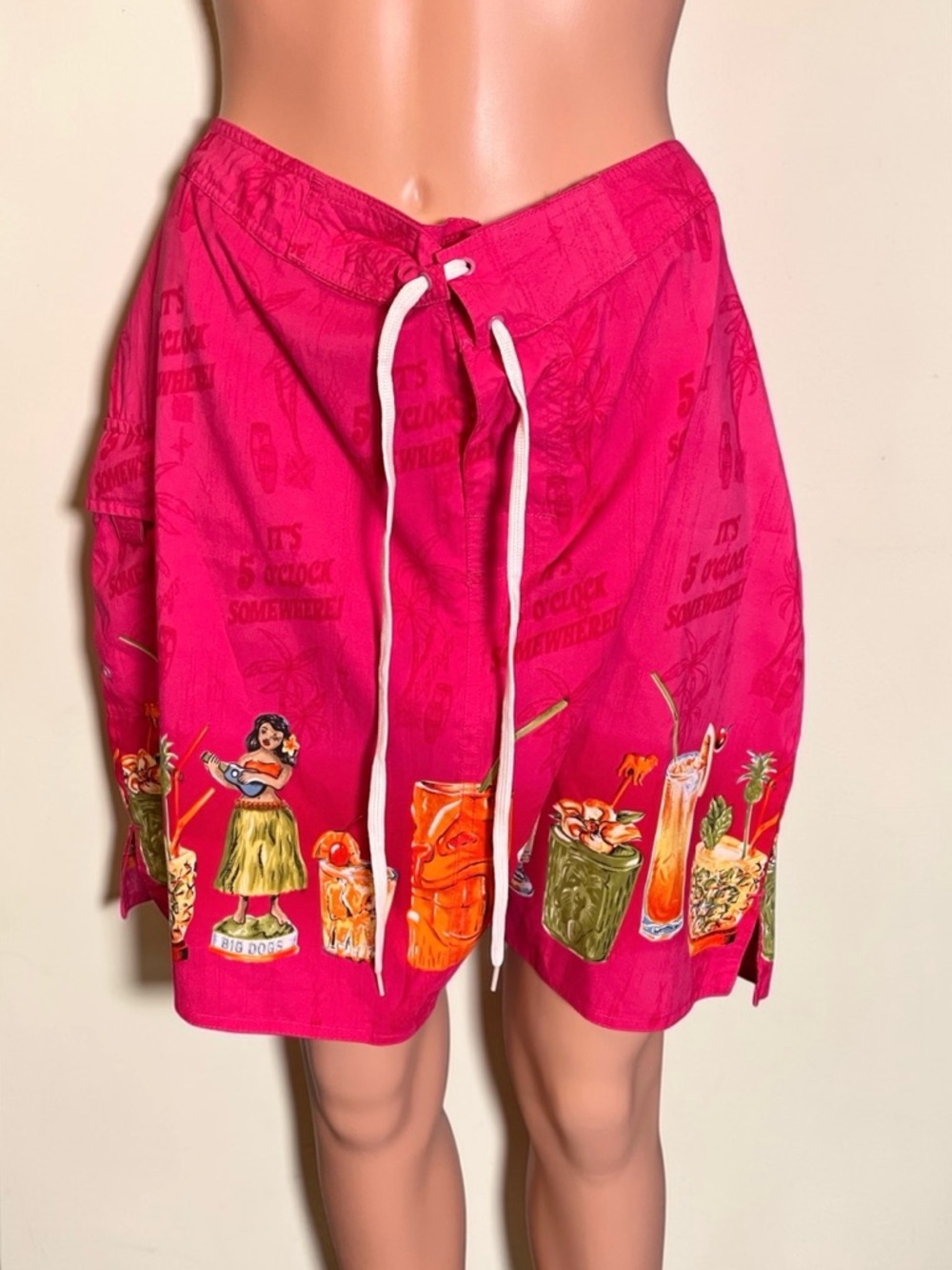 Big Dogs Tiki Cocktail Skirt XL Pink 5 O’Clock Somewhere Beachy Y2K - Picture 5 of 8